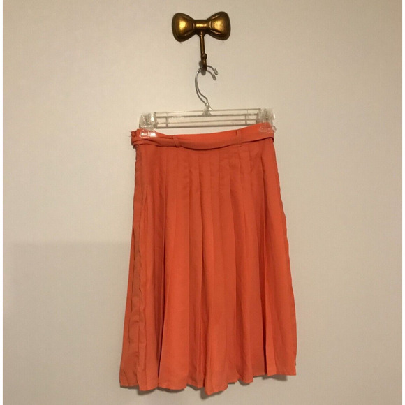 Modcloth Coral Purely Pretty Pleated A-Line Skirt with Belt - Size Extra Small - Picture 3 of 10